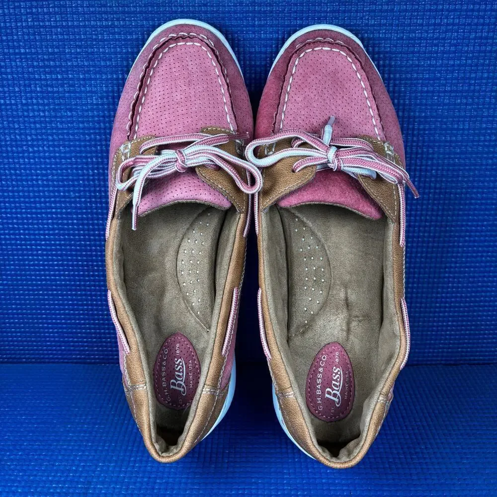 🔴 G.H BASS & CO. BASS-STERN S16 Women`s Size 10M Pink Brown Boat Shoes